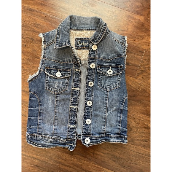 Medium Other - Girls Medium Sleeveless Jean Jacket Amethyst Cotton Stretch